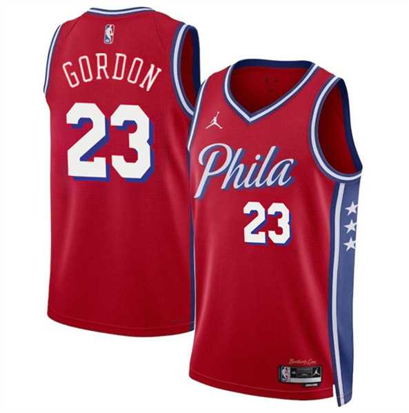 Mens Philadelphia 76ers #23 Eric Gordon Red Statement Edition Stitched Jersey Dzhi->philadelphia 76ers->NBA Jersey